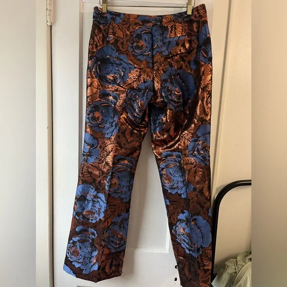 Anthropologie Leifsdottir Metallic Floral Jacquard Trousers - Picture 11 of 16